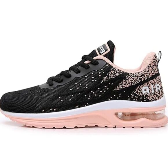 Stylish Black and Pink Women's Sneakers - Picture 1 of 6